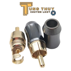 Jack AV RCA Chữ L Góc Vuông Mạ Vàng Lõi Đồng – Đầu Hoa Sen Cong Chống Nhiễu Cho Loa, Ampli, TV, DVD