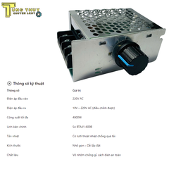 Bộ Dimmer Điều Tốc 4000W – Chạy Sò BTA41-600B, Điều Chỉnh Dễ, Bền & Ổn Định