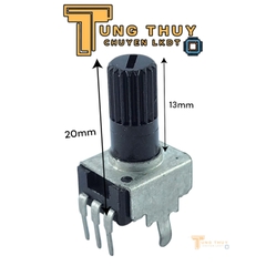 Chiết Áp Vuông Đen 3 Chân Cán Tròn Dài 20mm 10K 20K