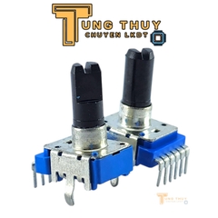 Chiết Áp Vuông Xanh 6 Chân Cong Dài 22.5MM Cán Vát