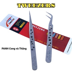 Nhíp Gắp Linh Kiện Điện Tử INOX Chống Rỉ – Đầu Nhọn Màu Trắng – Dạng Cong/Thẳng – TWEEZERS
