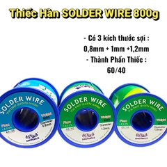 Thiếc Hàn 800G SOLDER WIRE Thành Phần 60/40 – Sợi  0.8mm, 1mm, 1.2mm