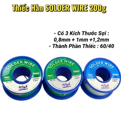 Thiếc Hàn 200G  SOLDER WIRE – Thành Phần 60/40 – Dây 1mm 0.8mm 1.2mm – Chất Lượng Cao