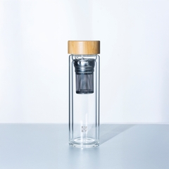 Bình thủy tinh 450ml cao cấp 2 lớp nắp tre