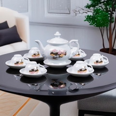 Bộ ấm chén sứ Ruby họa tiết hoa sen