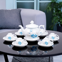 Bộ ấm chén sứ hoa xanh ngọc
