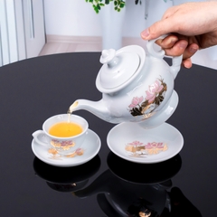 Bộ ấm chén sứ Ruby họa tiết hoa sen