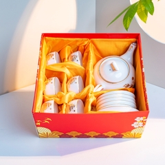 Bộ ấm chén sứ trắng thuyền buồm