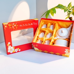 Bộ ấm chén sứ trắng thuyền buồm
