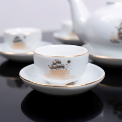 Bộ ấm chén sứ trắng thuyền buồm