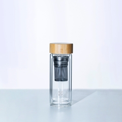 Bình thủy tinh 300ml cao cấp 2 lớp nắp tre