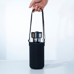 Bình thủy tinh 400ml cao cấp 2 lớp nắp inox có dây xách