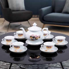 Bộ ấm chén sứ Ruby họa tiết hoa sen