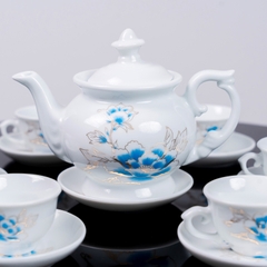Bộ ấm chén sứ hoa xanh ngọc