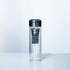Bình thủy tinh 300ml cao cấp 2 lớp nắp inox