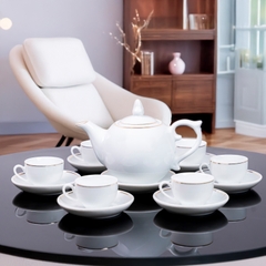 Bộ ấm chén sứ viền vàng đơn giản