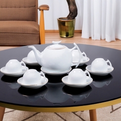 Bộ ấm chén sứ viền vàng đơn sắc