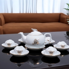 Bộ ấm chén sứ trắng thuyền buồm