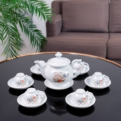 Bộ ấm chén sứ Ruby chim công - Hoa mai
