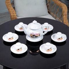 Bộ ấm chén sứ Ruby họa tiết hoa sen