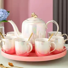 Bộ ấm trà cà phê gốm sứ sang trọng Ruby