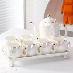 Cốc trà cà phê sứ tráng men ngọc trai Bắc Âu Ruby