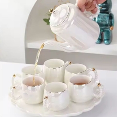 Cốc trà cà phê sứ tráng men ngọc trai Bắc Âu Ruby