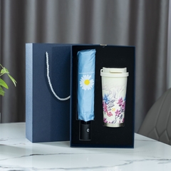 Quà Tặng Doanh Nghiệp Ruby Cốc Giữ Nhiệt Đào Dịu Và Ô