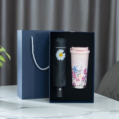 Quà Tặng Doanh Nghiệp Ruby Cốc Giữ Nhiệt Đào Kem Và Ô