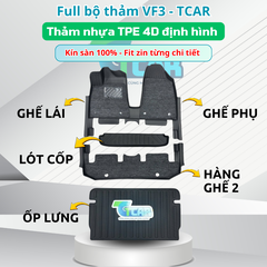 Thảm Lót Sàn Ô Tô VinFast VF3 nhựa đúc TPE Cao cấp, Không Mùi, An Toàn, Tràn Viền bậc cửa, nhãn hiệu TCAR