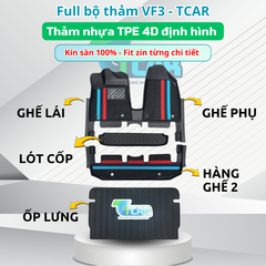 Thảm Lót Sàn Ô Tô VinFast VF3 nhựa đúc TPE Cao cấp, Không Mùi, An Toàn, Tràn Viền bậc cửa, nhãn hiệu TCAR
