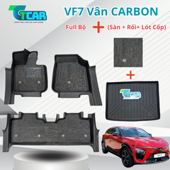 Thảm Lót Sàn Xe VinFast VF7 Vân Carbon Cao Cấp, Không Mùi, Dễ Vệ Sinh | TCAR