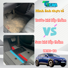 Thảm Lót Sàn VinFast VF6 TPE Vân Carbon Cứng, TCAR Ôm Khít Sàn Xe Chống Bẩn, Dễ Vệ Sinh - Nhựa đúc TPE nguyên sinh