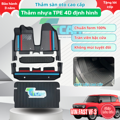 Thảm Lót Sàn Ô Tô VinFast VF3 nhựa đúc TPE Cao cấp, Không Mùi, An Toàn, Tràn Viền bậc cửa, nhãn hiệu TCAR