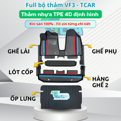Thảm Lót Sàn Ô Tô VinFast VF3 nhựa đúc TPE Cao cấp, Không Mùi, An Toàn, Tràn Viền bậc cửa, nhãn hiệu TCAR