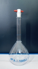 Bình định mức trắng 1000ml, khóa nhựa, Class A, Hãng OMSONS GERMANY