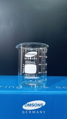 Cốc thủy tinh 500ml có mỏ, chia vạch, Hãng OMSONS GERMANY