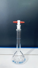 Bình định mức trắng 50ml, khóa nhựa, Class A, Hãng OMSONS GERMANY