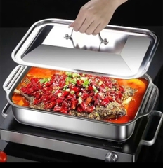 Đĩa Inox Nướng Cá Om Cá