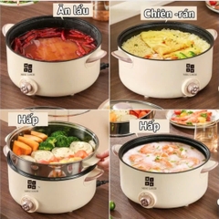NỒI LẨU ĐIỆN MITSU 28CM KÈM XỬNG HẤP INOX