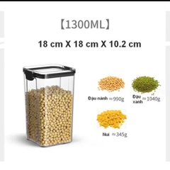 Hộp Nhựa Đựng Ngũ Cốc , Thực Phẩm Khô Cao Cấp Chống Ẩm 1300ml