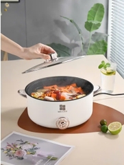 NỒI LẨU ĐIỆN MITSU 28CM KÈM XỬNG HẤP INOX