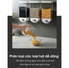 Hộp đựng hạt ngũ cốc gắn tường có nút ấn tự động nhả 1000ml