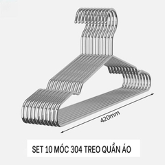 SET 10 MÓC TREO QUẦN ÁO INOX 304 – BỀN BỈ, SÁNG BÓNG, KHÔNG GỈ SÉT