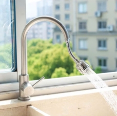 Đầu vòi tăng áp inox xoay 360 độ nhiều chế độ tiết kiệm nước