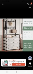 Kệ 5 Tầng chữ H Để Giày Dép Có Màng Chắn Bụi, Kệ Giày Dép 5 Tầng Khung Thép, Kèm 8 Móc Treo Đồ