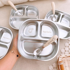 KHAY ĂN DẶM INOX 3 NGĂN – TẶNG KÈM THÌA