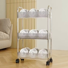 KỆ NHỰA 3 TẦNG TRONG SUỐT CÓ BÁNH XE