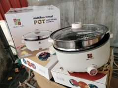 NỒI LẨU ĐIỆN MITSU 28CM KÈM XỬNG HẤP INOX
