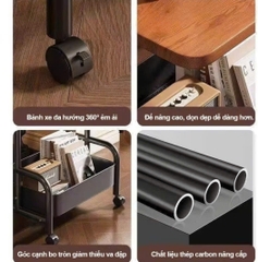 Kệ Xe Đẩy 3 Tầng Bánh Xe Có Bàn Nhỏ HÀNG VIỆT